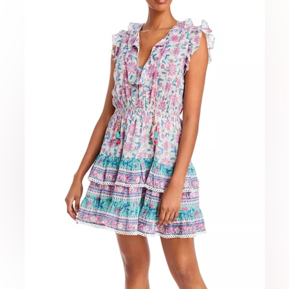 Bell by ALICIA BELL size M Rebecca Silk Cotton Floral Ruffle Mini dress